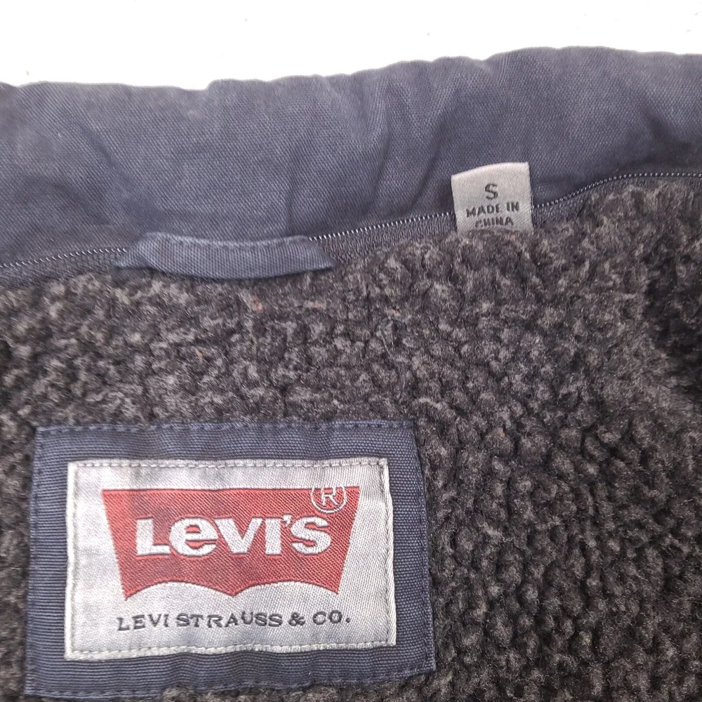 Levis Jacket Mens Small‎ Navy Blue Sherpa Lined Utility Grunge (Zipper Broken)
